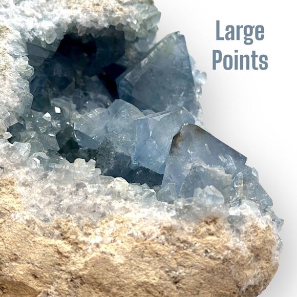 Large Celestite Cluster XXL Points Blue Crystal Natural Raw Rough Freeform - Picture 7 of 16
